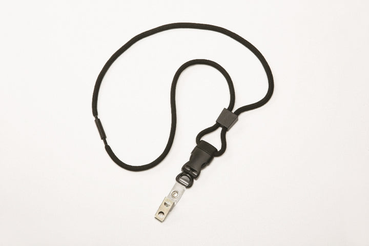 Image of SKILCRAFT® Neck Lanyard, 1/4" Round Cord, Bulldog Clip, Black