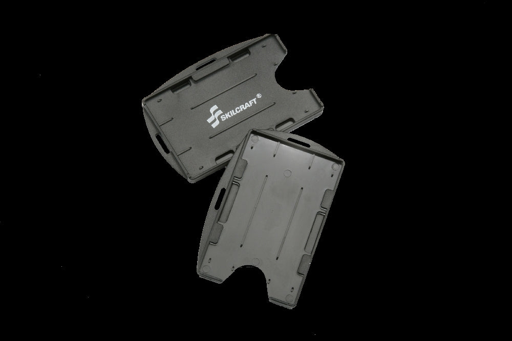 Image of SKILCRAFT® Dual Sided ID Holders, No Lanyard, Black