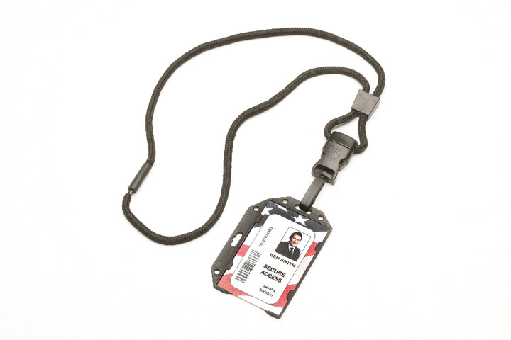 Image of SKILCRAFT® Smart Card Holder, 3.8" H x 2.5" W, w/36" Lanyard, Clear/Black