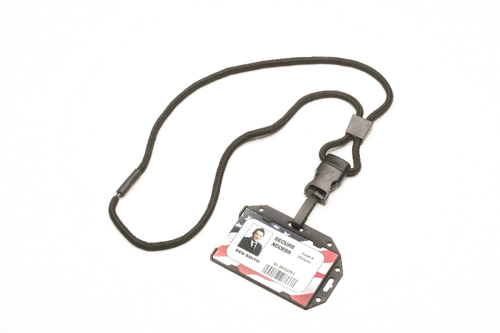 Image of SKILCRAFT® Smart Card Holder, 3.8" H x 2.5" W, w/36" Lanyard, Clear/Black