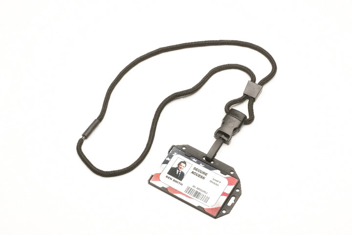 Image of SKILCRAFT® Smart Card Holder, 3.8" H x 2.5" W, w/36" Lanyard, Clear/Black