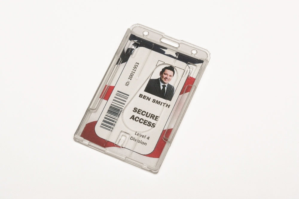 Image of SKILCRAFT® Dual Card ID Holder, Vertical, Top Load, Clear, 24/Package, Case of 4 Packages of 24
