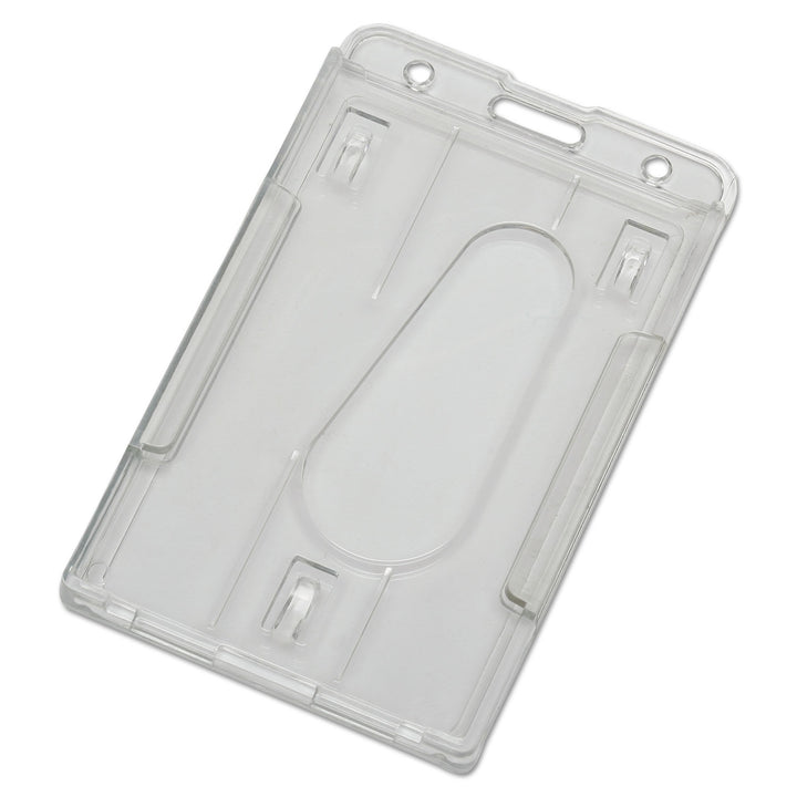 Image of SKILCRAFT® Dual Card ID Holder, Vertical, Top Load, Clear, 24/Package, Case of 4 Packages of 24