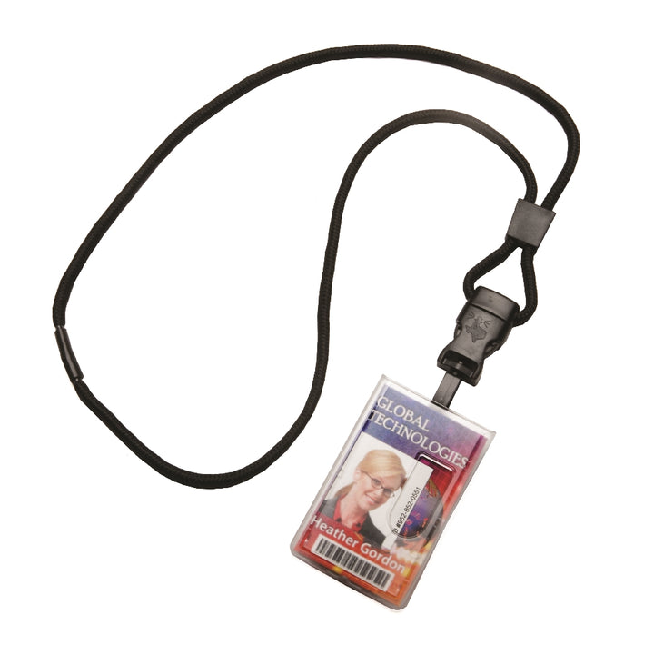 Image of SKILCRAFT® Dual Card ID Holder, Vertical, Top Load, Frosted, w/Cord Style Lanyard, Case of 12 Dozen