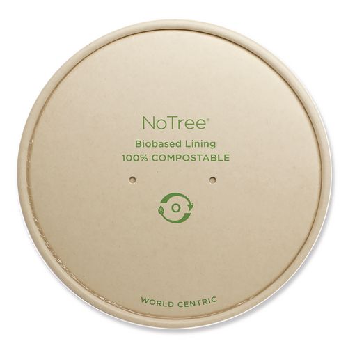 Image of World Centric® BOL-NT-24W Paper Lids for Bowls. 5.9" Diameter, Natural, 300/Carton