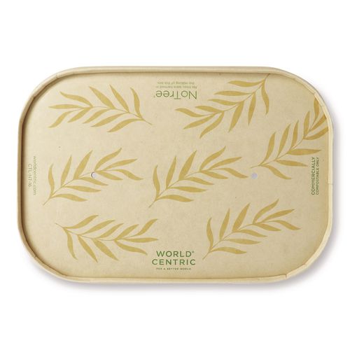 Image of World Centric® CTL-NT-16 Paper Lids for Containers, 4.7 x 6.8 x 0.8, Natural, Paper, 300/Carton