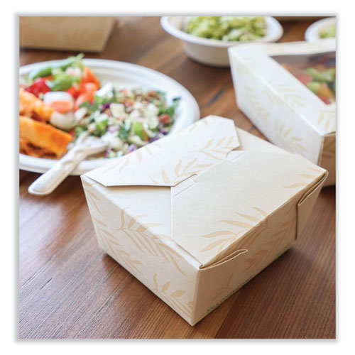 Image of World CentricÂ® No Tree Folded Takeout Containers, 26 oz, 4.2 x 5.2 x 2.5, Natural, Sugarcane, 450/Carton