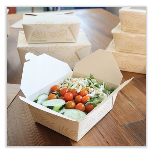 Image of World Centric® TO-NT-3 No Tree Folded Takeout Containers, 65 oz, 6.25 x 8.7 x 2.5, Natural, Sugarcane, 200/Carton