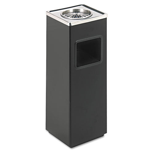 Image of Safco® 9696BL Square Ash 'N' Trash Sandless Urn, 3 gal, Stainless Steel, Black