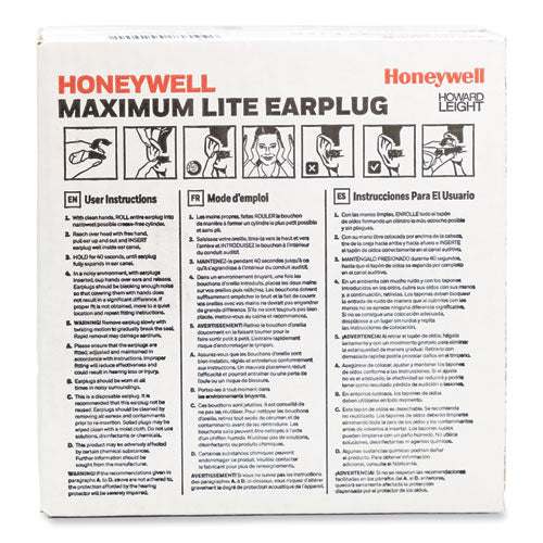Image of Howard Leight® by Honeywell LPF-1 MAXIMUM Lite Single-Use Earplugs, 30 dB NRR, One Size Fits Most, Green Bell/T-Shaped Plugs, 200/Box