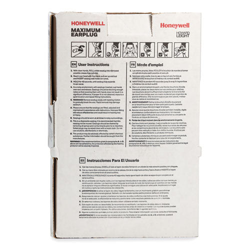 Image of Howard Leight® by Honeywell MAX-1 MAXIMUM Single-Use Earplugs, 33 dB NRR, One Size Fits Most, Coral Bell/T-Shaped Plugs, 200/Box