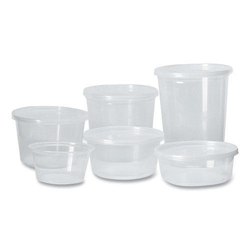 Image of Fabri-Kal® 000000000009505103 Microwavable Deli Containers, 24 oz, 4.6" Diameter x 4.1" h, Clear, Plastic, 500/Carton
