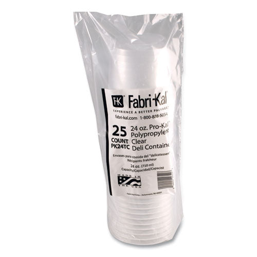 Image of Fabri-Kal® 000000000009505103 Microwavable Deli Containers, 24 oz, 4.6" Diameter x 4.1" h, Clear, Plastic, 500/Carton