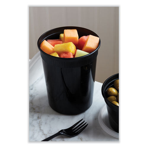 Image of Pactiv Evergreen YSD2532B Newspring DELItainer Microwavable Container, 32 oz, 4.55 x 4.55 x 5.55, Black/Clear, Plastic, 240/Carton