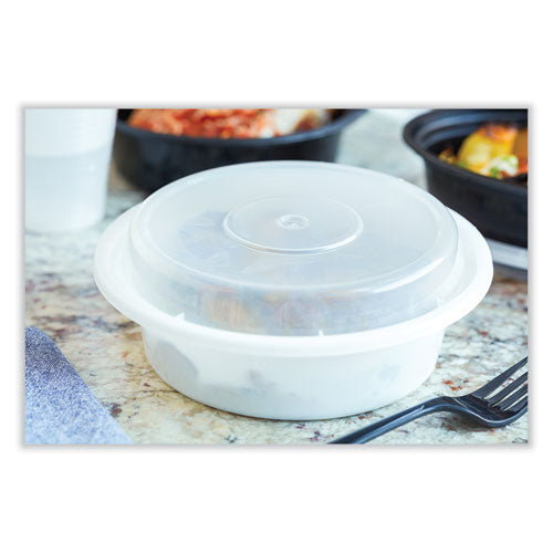 Image of Pactiv Evergreen NC729 Newspring VERSAtainer Microwavable Containers, Round, 32 oz, 7 x 7 x 2.8, White/Clear, Plastic, 150/Carton