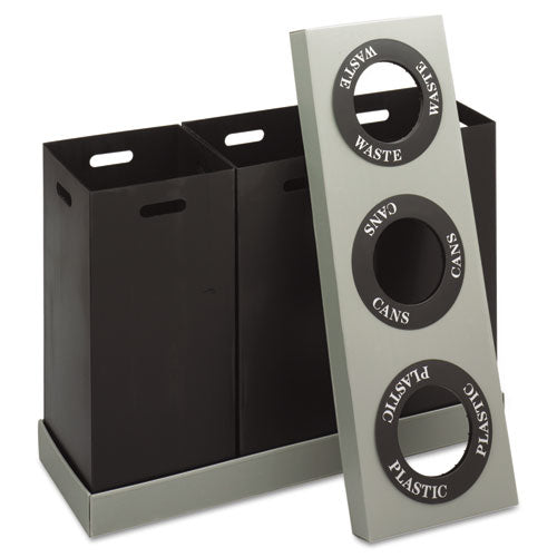 Image of Safco® 9798BL At-Your-Disposal Recycling Center, Three 84 gal Bins, Polyethylene, Black