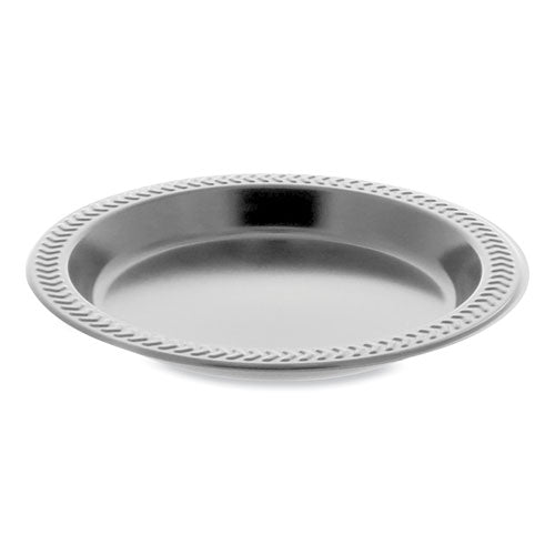 Image of Pactiv Evergreen YMI6E Meadoware Impact Plastic Dinnerware, Plate, 6" dia, Black, 1,000/Carton