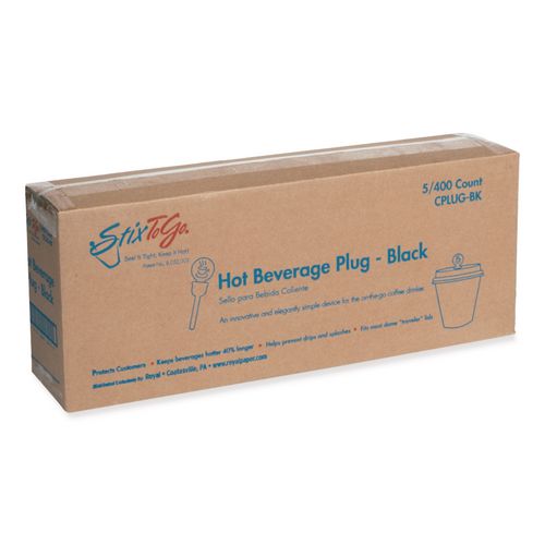 Image of AmerCareRoyal® CPLUG-BK Beverage Plugs, 2", Black, 2,000/Carton