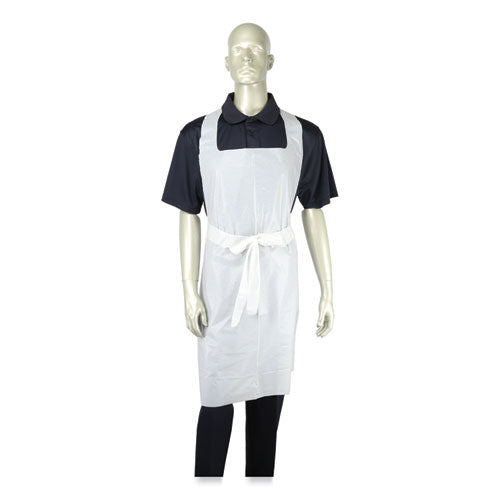 Image of AmerCareRoyal® RPA20HW Heavyweight Poly Aprons, 28 x 46, 1.77 mil, One Size Fits All, White, 500/Carton