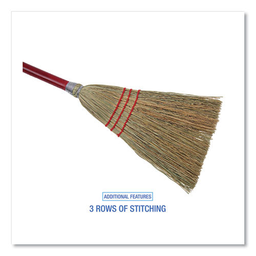 Image of Boardwalk® BWK951TEA Corn Fiber Lobby/toy Broom, Corn Fiber Bristles, 39" Overall Length, Red