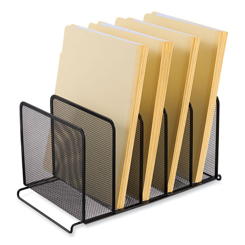 Image of Universal® UNV20001 Deluxe Mesh Stacking Sorter, 5 Sections, Letter To Legal Size Files, 14.63" X 8.13" X 7.5", Black