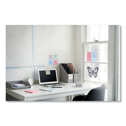 Image of Post-it® Notes Super Sticky 654R-24SSNRPCP 100% Recycled Paper Super Sticky Notes, 3" x 3", Wanderlust Pastels, 70 Sheets/Pad, 24 Pads/Pack