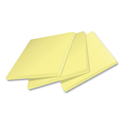 Image of Post-it® Notes Super Sticky 654R-24SSCY-CP 100% Recycled Paper Super Sticky Notes, 3" x 3", Canary Yellow, 70 Sheets/Pad, 24 Pads/Pack