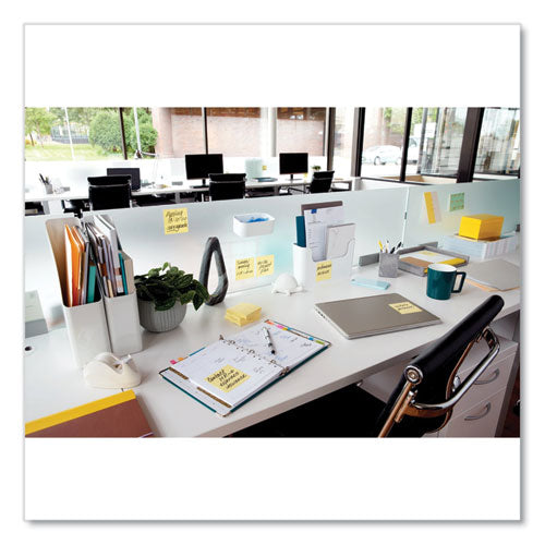 Image of Post-it® Notes Super Sticky 654R-24SSCY-CP 100% Recycled Paper Super Sticky Notes, 3" x 3", Canary Yellow, 70 Sheets/Pad, 24 Pads/Pack