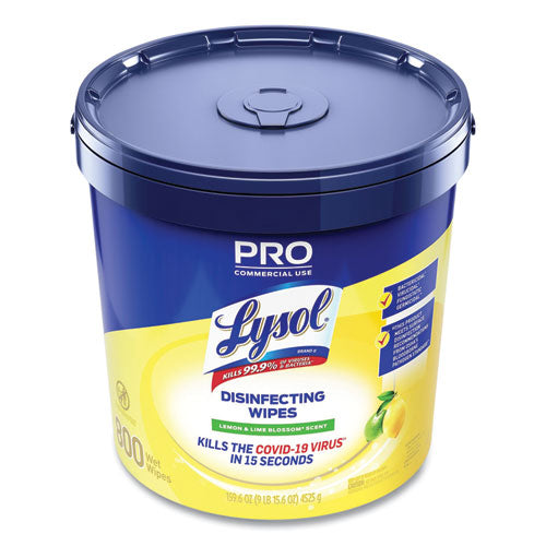Image of LYSOL® Brand 19200-99856 Professional Disinfecting Wipe Bucket, 1-Ply, 6 X 8, Lemon And Lime Blossom, White, 800 Wipes