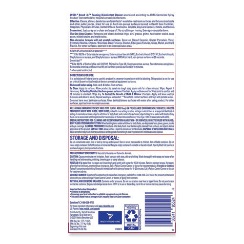 Image of LYSOL® Brand I.C. 36241-95524 Foaming Disinfectant Cleaner, 24 Oz Aerosol Spray, 12/carton