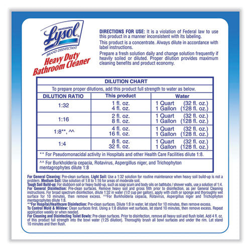 Image of Professional LYSOL® Brand 36241-94201 Disinfectant Heavy-Duty Bathroom Cleaner Concentrate, Fresh Lime, 1 gal Bottle, 4/Carton