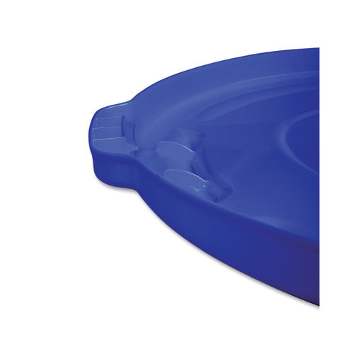 Image of Rubbermaid® Commercial FG263100BLUE BRUTE Self-Draining Flat Top Lids for 32 gal Round BRUTE Containers, 22.25" Diameter, Blue