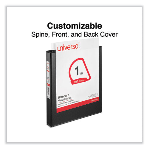 Image of Universal® Slant D-Ring View Binder, 3 Rings, 1" Capacity, 11 x 8.5, Black, 12/Carton