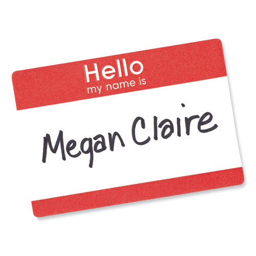 Image of Avery® 13968/5140 Printable Self-Adhesive Name Badges, 2 1/3 X 3 3/8, Red "hello", 100/pack
