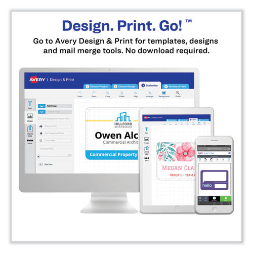 Image of Avery® 13968/5140 Printable Self-Adhesive Name Badges, 2 1/3 X 3 3/8, Red "hello", 100/pack