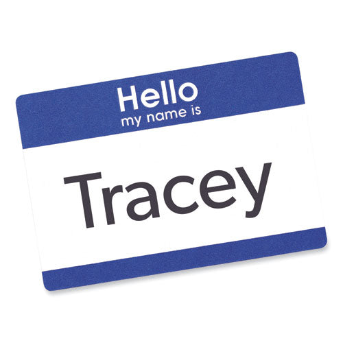 Image of Avery® 05141 Printable Adhesive Name Badges, 3.38 X 2.33, Blue "hello", 100/pack