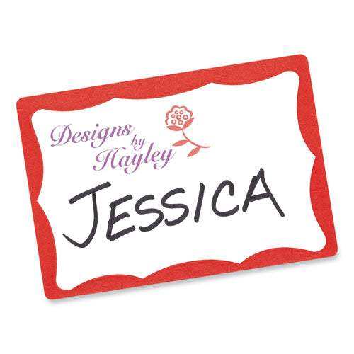 Image of Avery® 05143 Printable Adhesive Name Badges, 3.38 X 2.33, Red Border, 100/pack