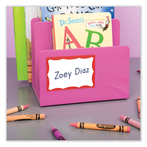 Image of Avery® 05143 Printable Adhesive Name Badges, 3.38 X 2.33, Red Border, 100/pack