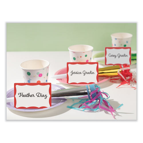 Image of Avery® 05143 Printable Adhesive Name Badges, 3.38 X 2.33, Red Border, 100/pack