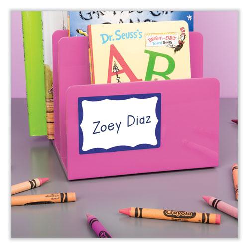 Image of Avery® 05144 Printable Adhesive Name Badges, 3.38 X 2.33, Blue Border, 100/pack