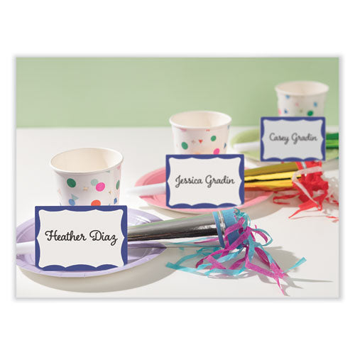 Image of Avery® 05144 Printable Adhesive Name Badges, 3.38 X 2.33, Blue Border, 100/pack