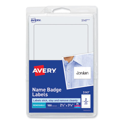Image of Avery® 05147 Printable Adhesive Name Badges, 3.38 X 2.33, White, 100/pack
