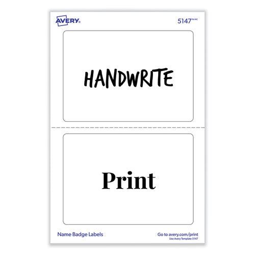 Image of Avery® 05147 Printable Adhesive Name Badges, 3.38 X 2.33, White, 100/pack