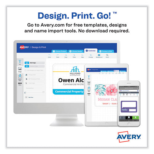 Image of Avery® 05147 Printable Adhesive Name Badges, 3.38 X 2.33, White, 100/pack