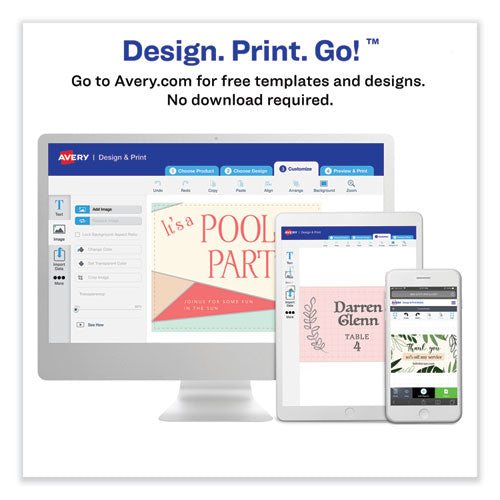 Image of Avery® 05881 Print-to-the-Edge Microperforated Business Cards with Sure Feed Technology, Laser, 2 x 3.5, White, 8/Sheet, 20 Sheets/Pack