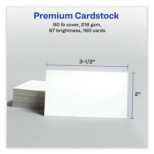 Image of Avery® 05881 Print-to-the-Edge Microperforated Business Cards with Sure Feed Technology, Laser, 2 x 3.5, White, 8/Sheet, 20 Sheets/Pack