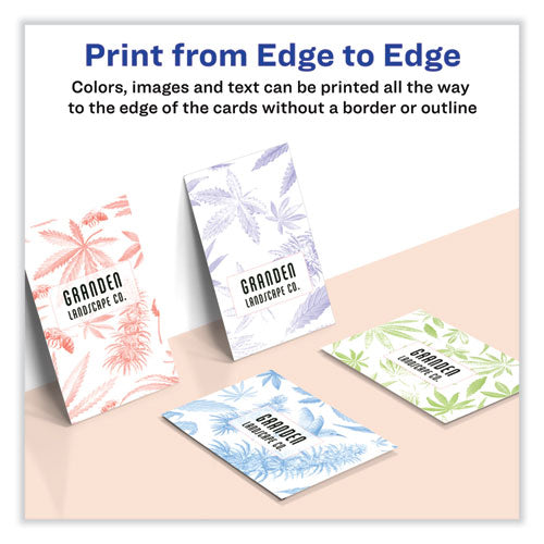 Image of Avery® 05881 Print-to-the-Edge Microperforated Business Cards with Sure Feed Technology, Laser, 2 x 3.5, White, 8/Sheet, 20 Sheets/Pack