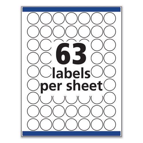 Image of Avery® 06450 Removable Multi-Use Labels, Inkjet/Laser Printers, 1" dia, White, 63/Sheet, 15 Sheets/Pack