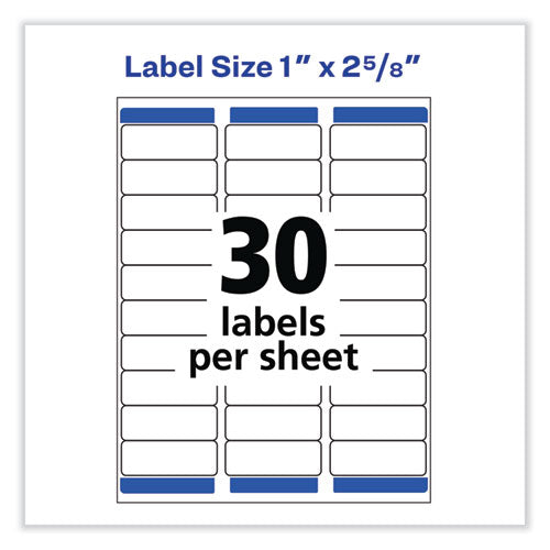 Image of Avery® 06460 Removable Multi-Use Labels, Inkjet/laser Printers, 1 X 2.63, White, 30/sheet, 25 Sheets/pack