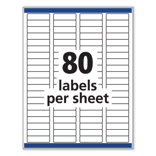 Image of Avery® 06467 Removable Multi-Use Labels, Inkjet/laser Printers, 0.5 X 1.75, White, 80/sheet, 25 Sheets/pack